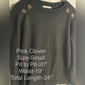 💰Pink Clover Charcoal Buttoned Crew Neck Sweater
